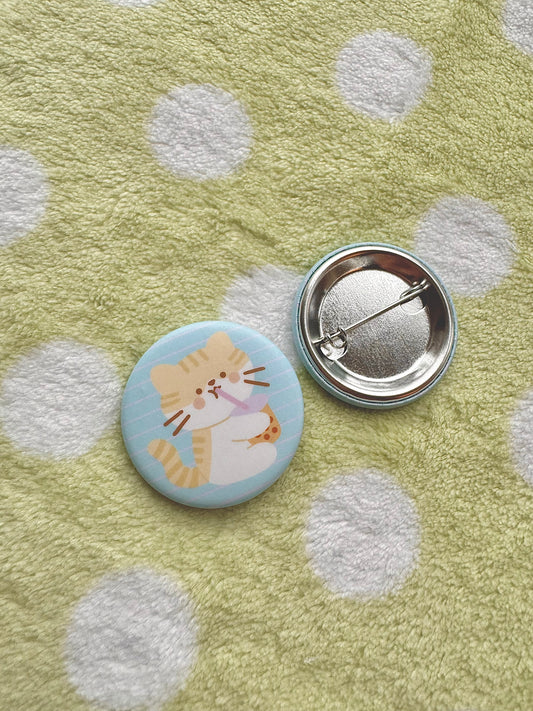 Boba cat small button pin