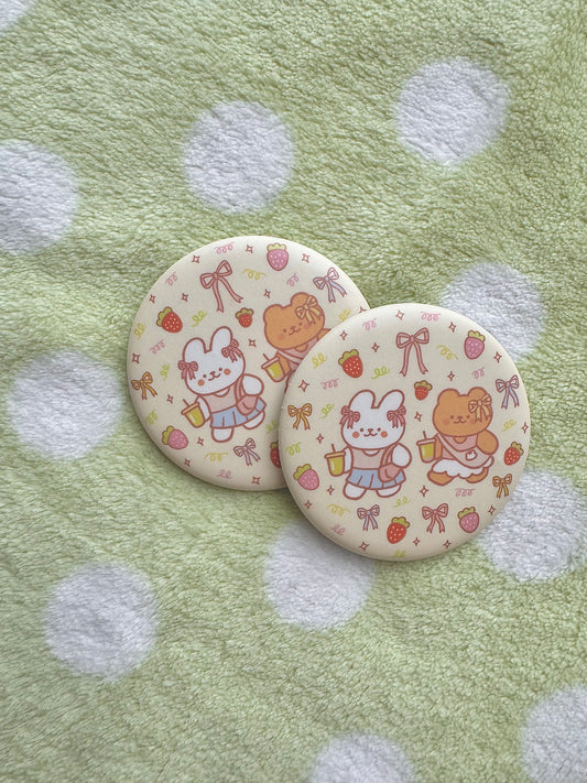 Strawberry Matcha Button pin large