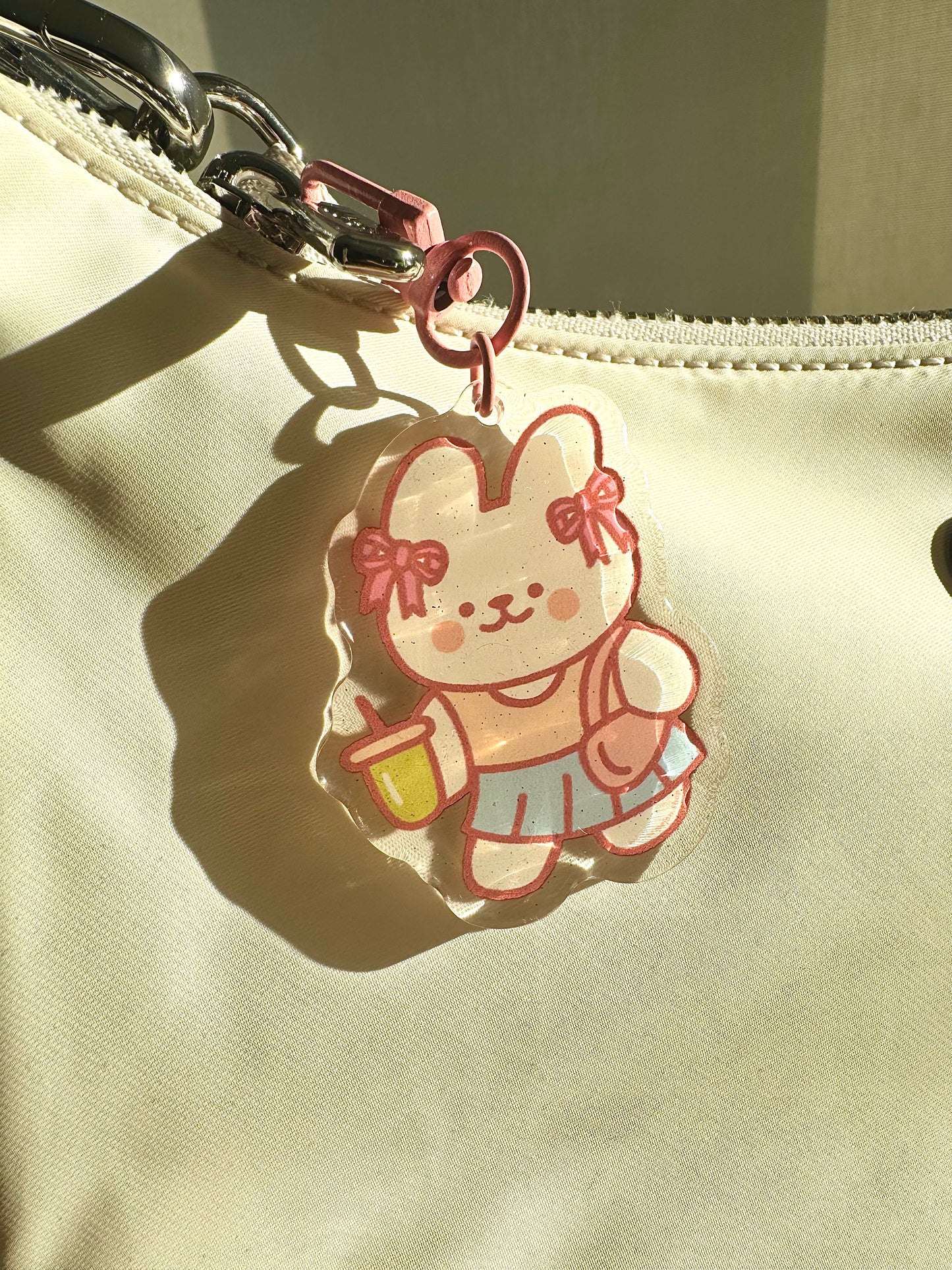 Strawberry matcha bunny acrylic keychain