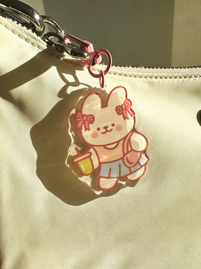 Strawberry matcha bunny acrylic keychain