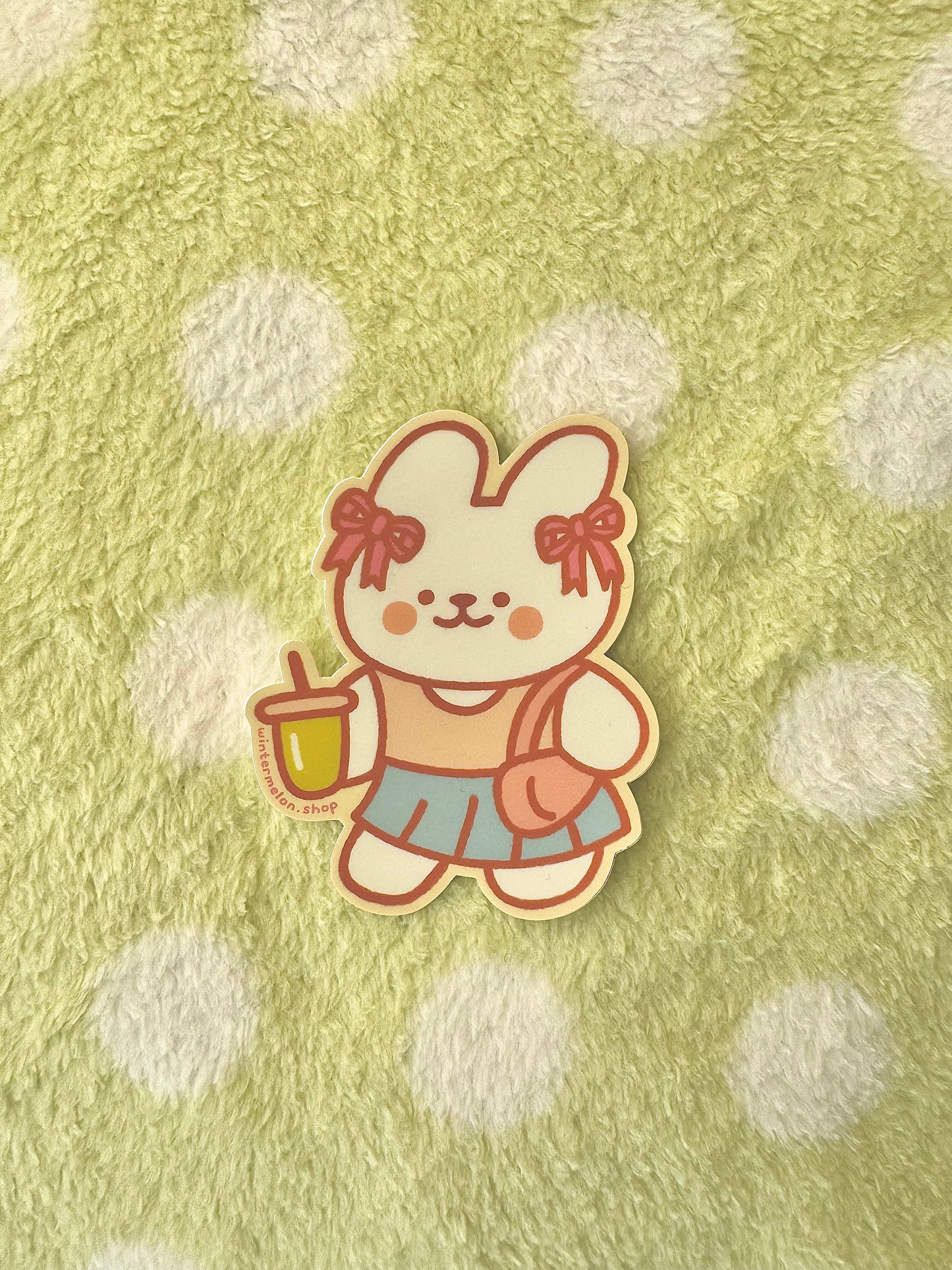 Strawberry matcha bunny sticker