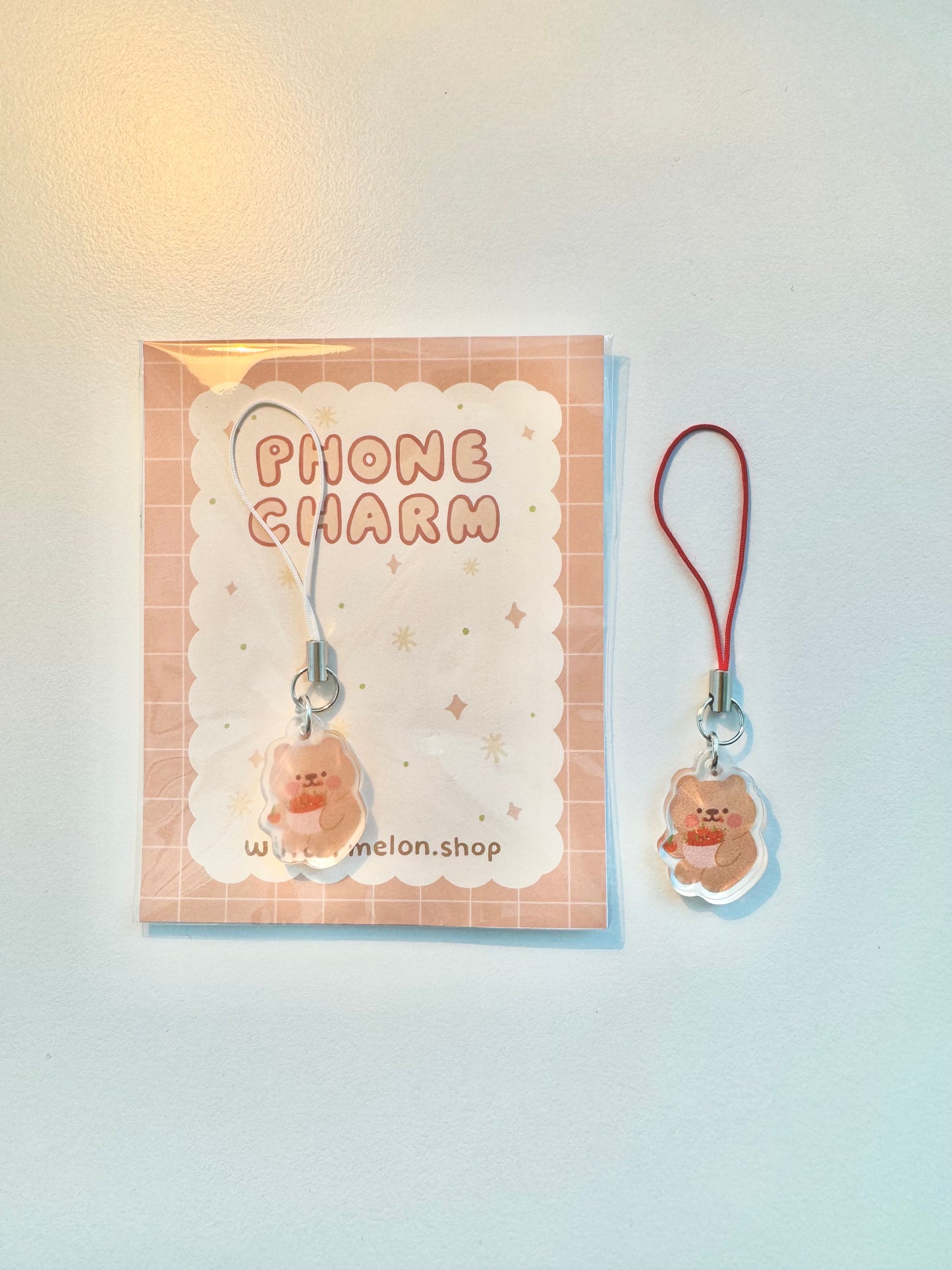 Cherry beary phone charm