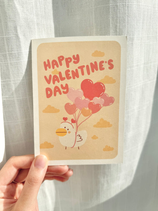 Happy Valentine’s Day balloon duck card