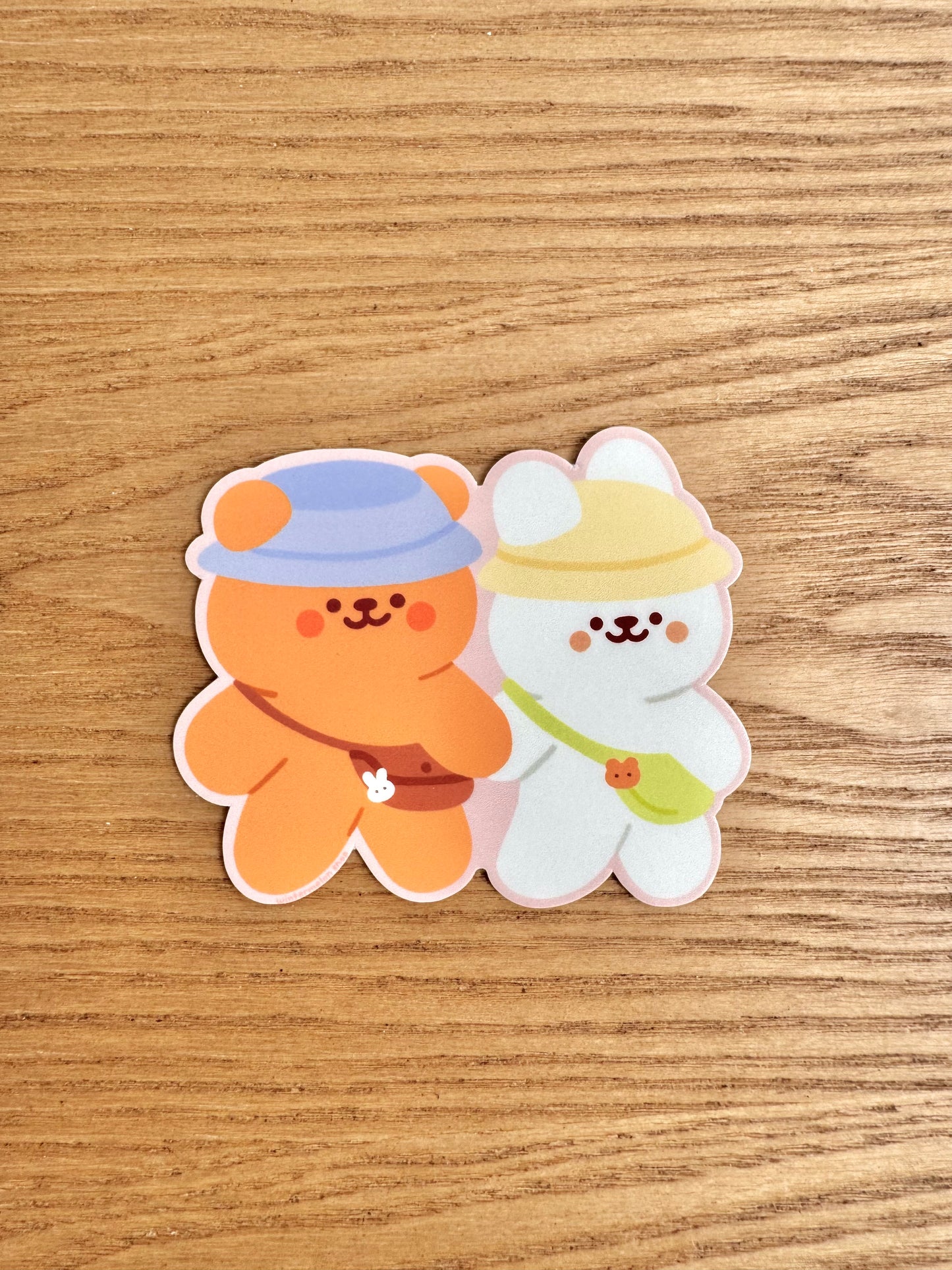 Bear bunny couple walking sticker