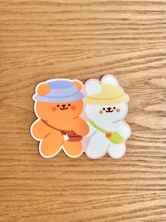 Bear bunny couple walking sticker
