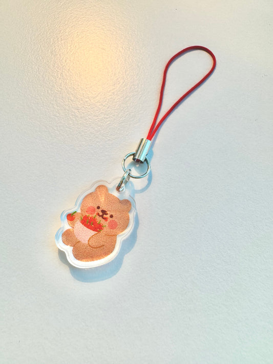 Cherry beary phone charm