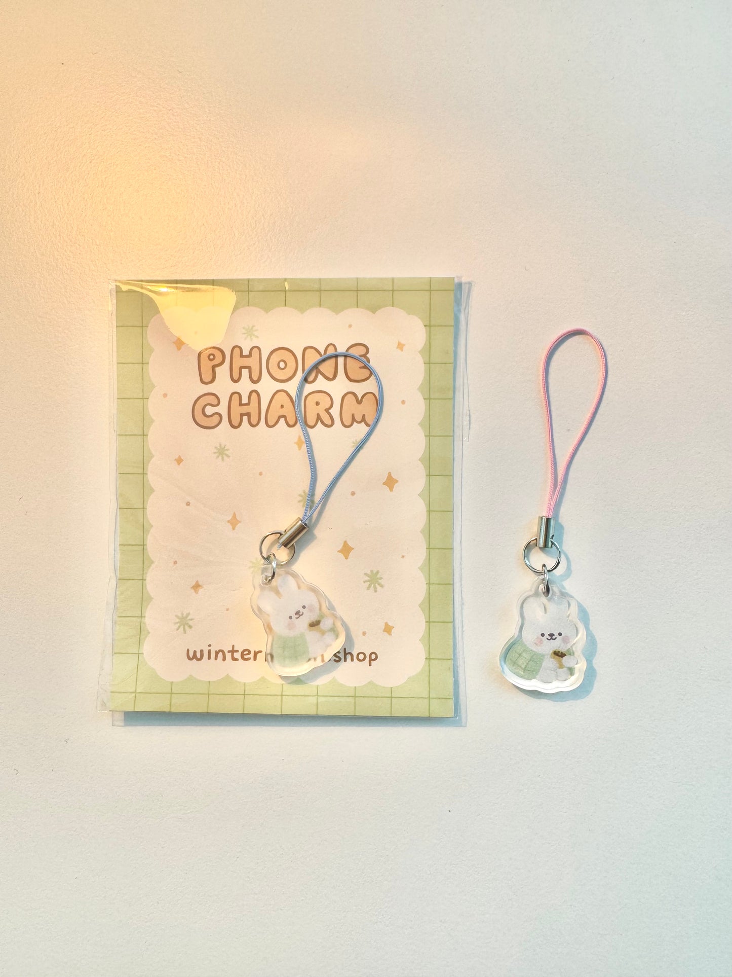 Bunny blanket phone charm