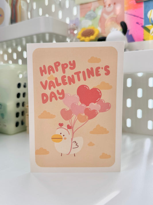 Happy Valentine’s Day balloon duck card