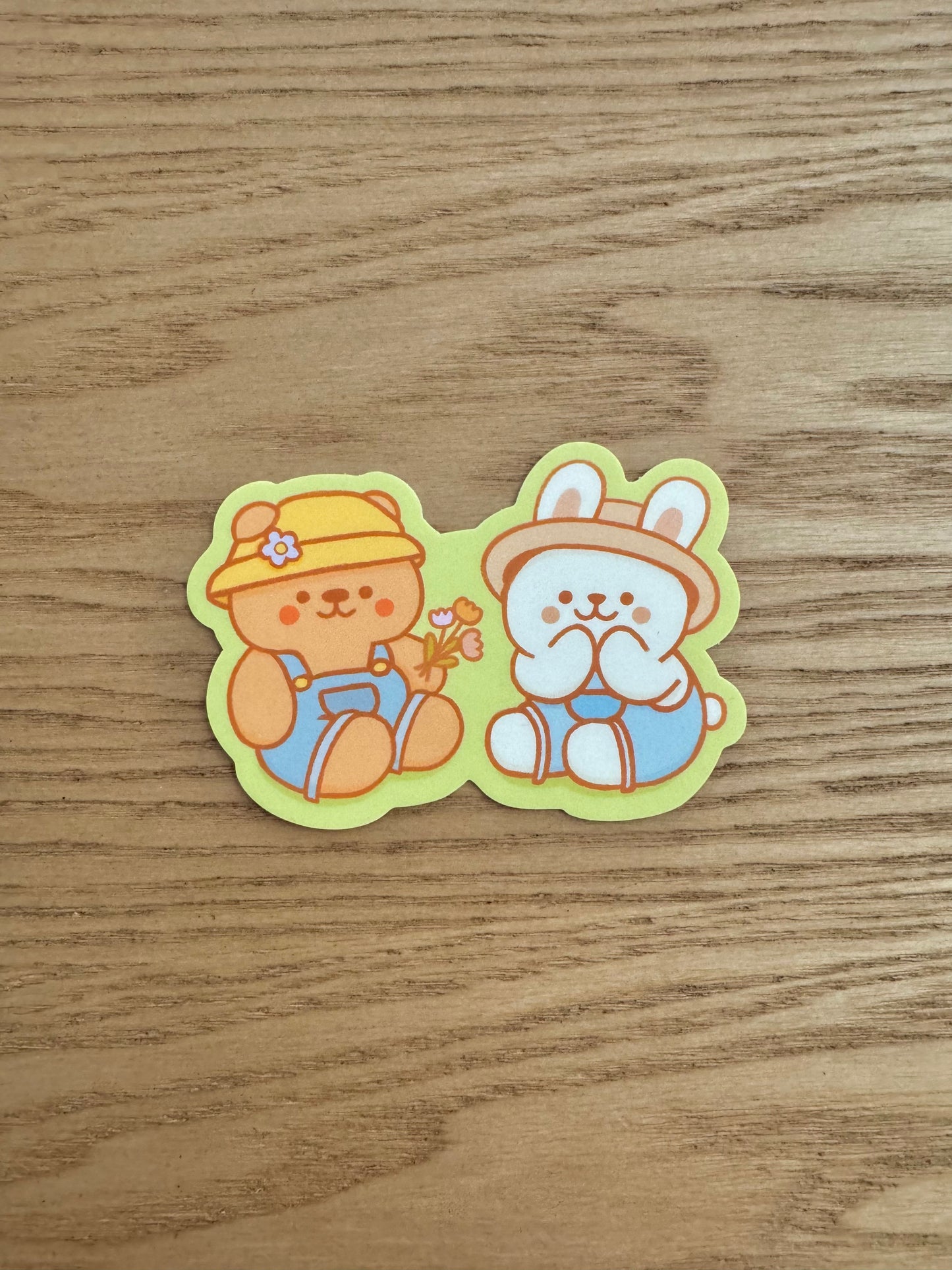 Sweet garden bear and bunny couple