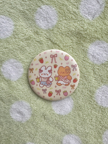 Strawberry Matcha Button pin large