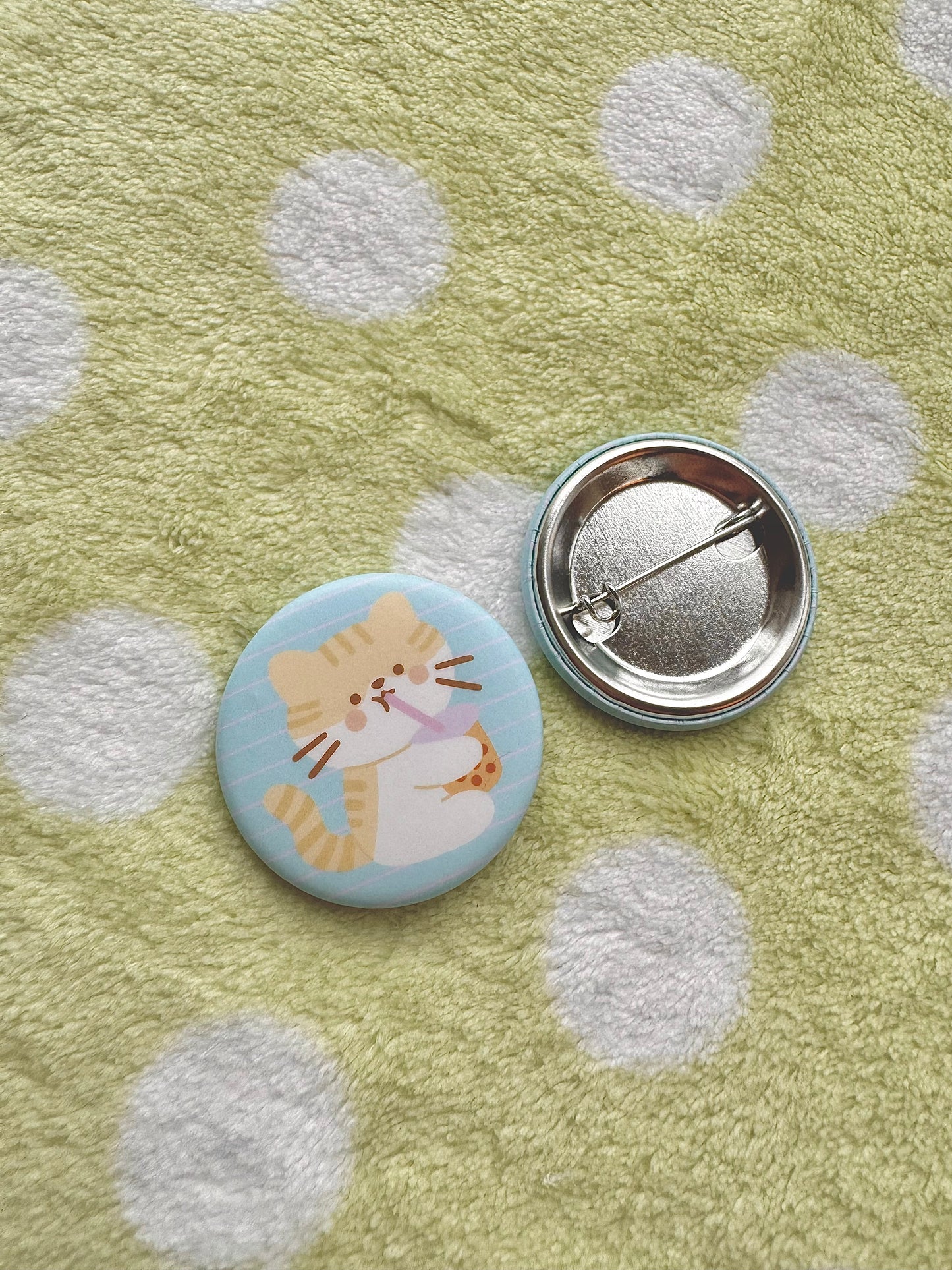 Boba cat small button pin